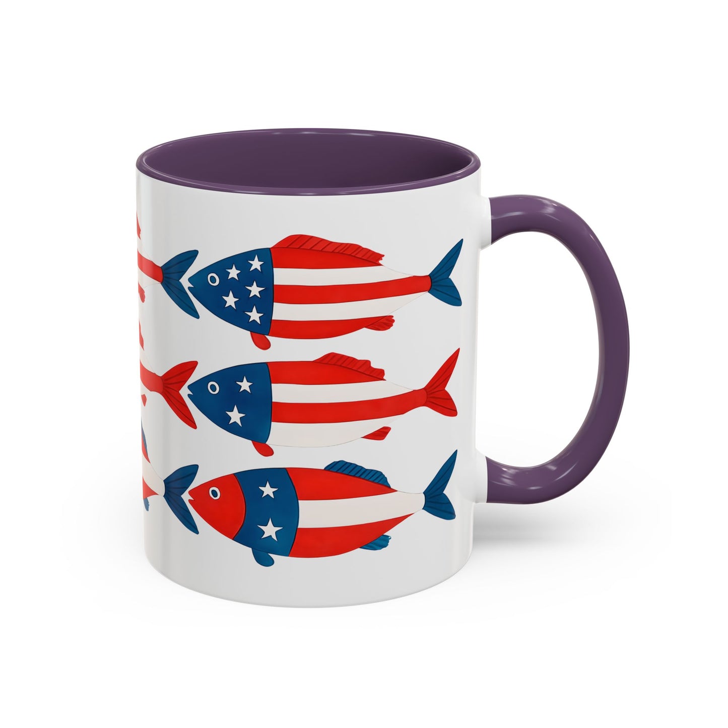 Patriotic Fish Flag Coffee Mug American Flag Accent 11 or 15oz