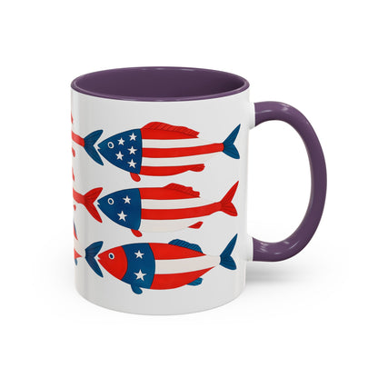 Patriotic Fish Flag Coffee Mug American Flag Accent 11 or 15oz