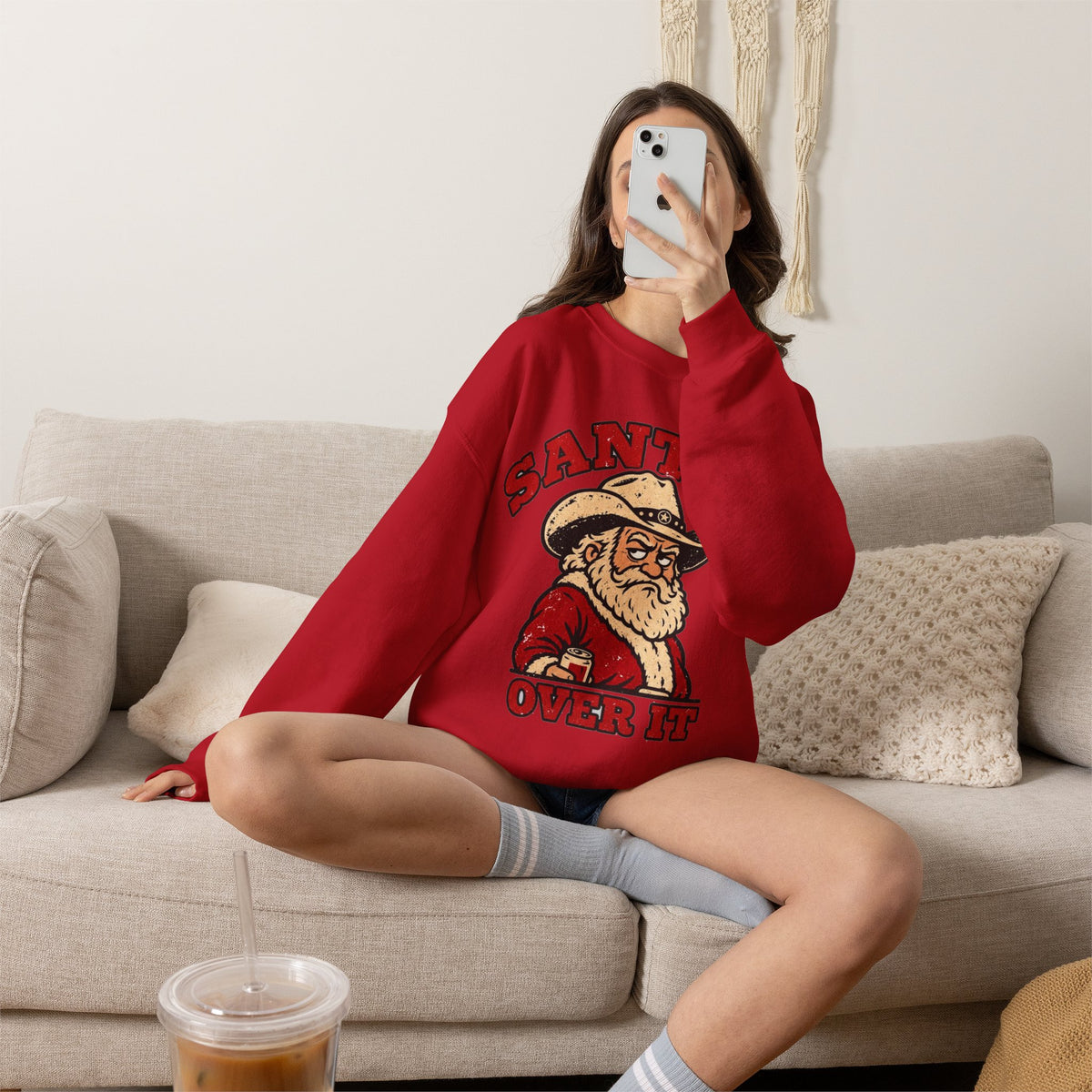 Santa's Over It Cowboy Santa Christmas Sweatshirt