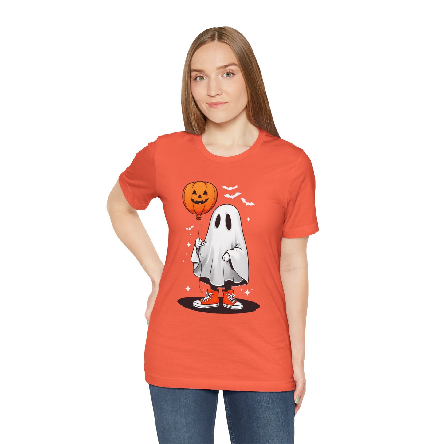 Ghost Tee with Orange Hightops and Pumpkin Balloon
