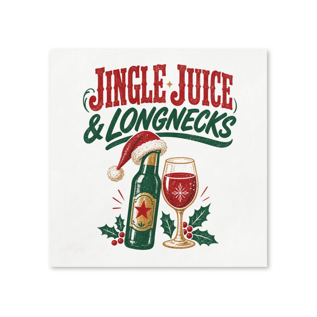 Jingle Juice & Longnecks Christmas Cocktail Napkins