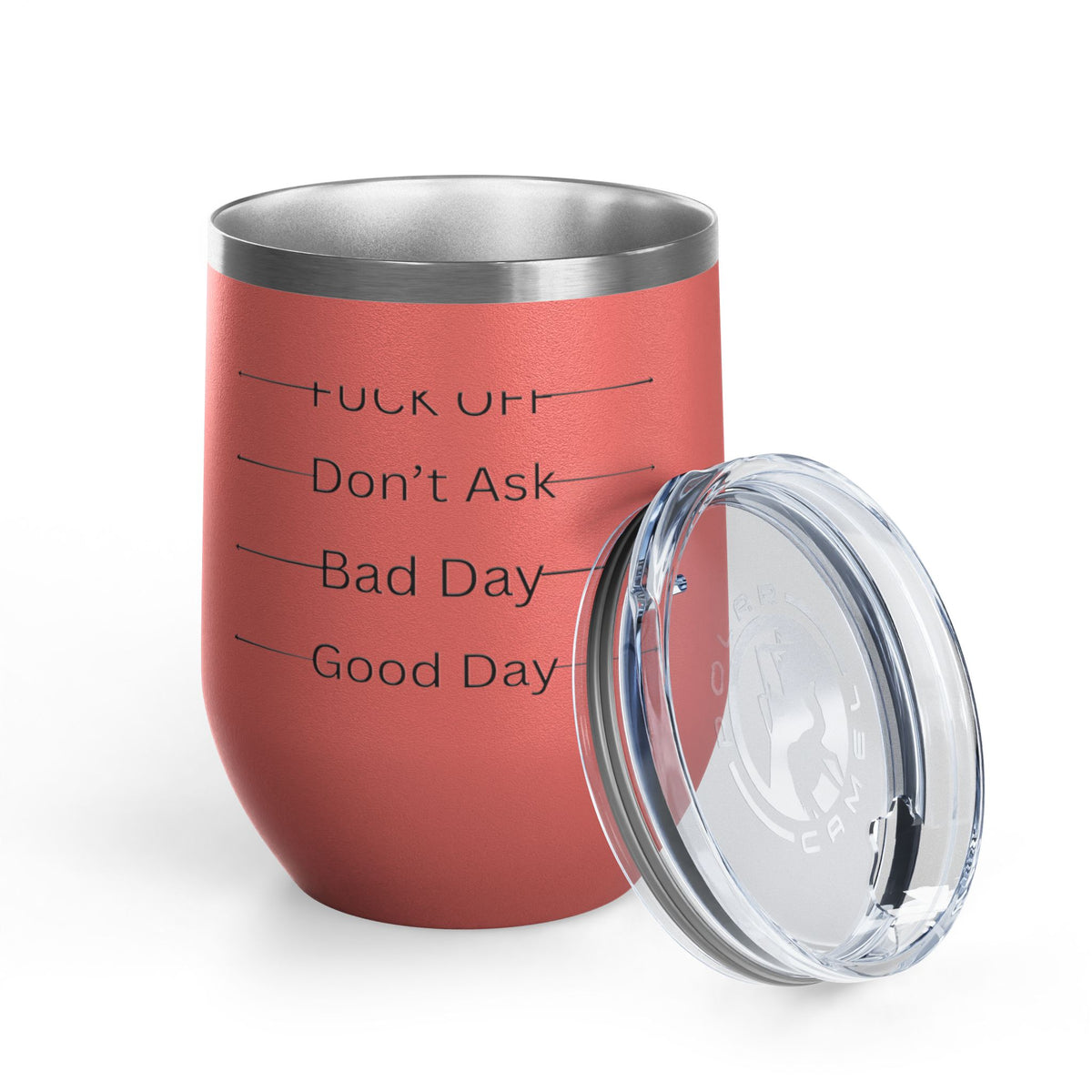 Wine Tumbler — Mood Marker 12oz Stemless Wine Cup (Good Day • Bad Day • Don’t Ask • F*** Off)