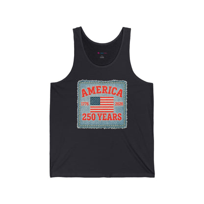 America 250 Years Flag Patch tank tops