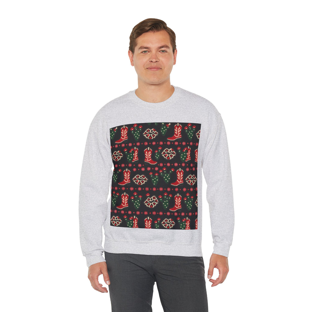 Feaux Ugly Sweater Western Christmas Sweatshirt