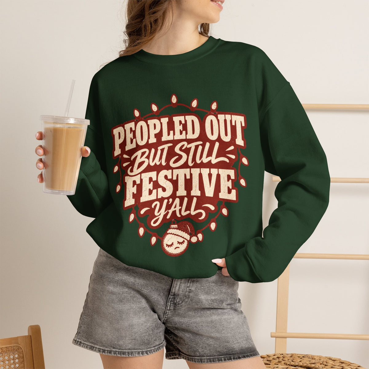 Peopled Out But Still Festive Y'all Christmas Sweatshirt