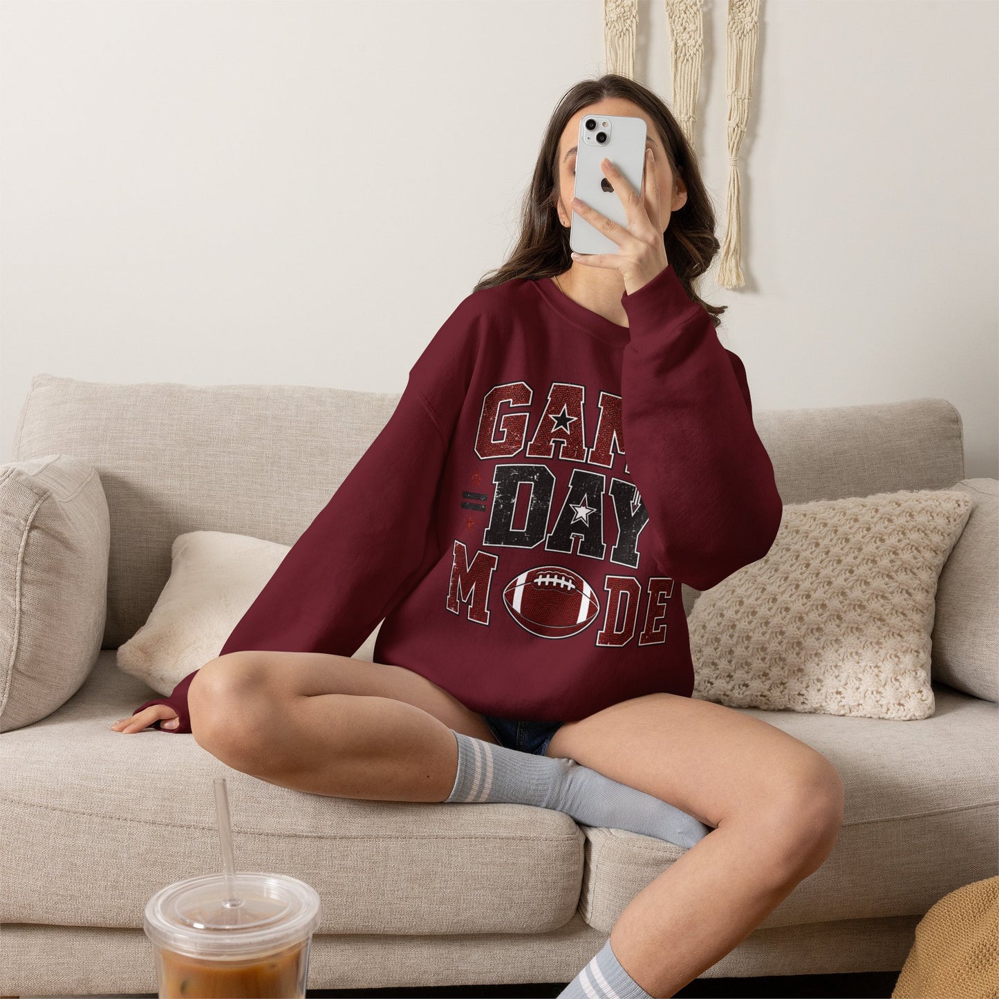 Game Day Mode Sweatshirt — Football Fan Crewneck