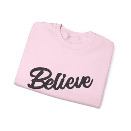Believe Crewneck Sweatshirt — Inspirational Graphic CHRISTmas Pullover