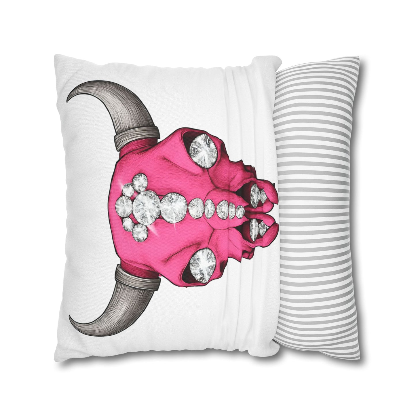 Stylish Pink Skull Pillowcase - Chic Home Decor, Western Vibe, Gifts for Cowgirls, Unique Accent for Living Room, Decorative Cushion Cover