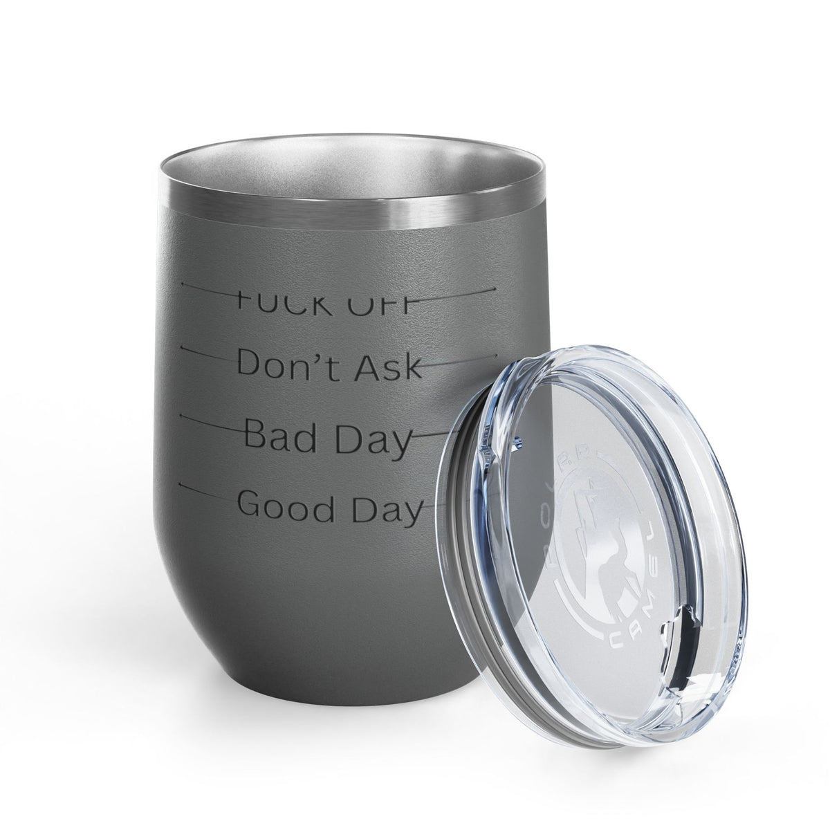 Wine Tumbler — Mood Marker 12oz Stemless Wine Cup (Good Day • Bad Day • Don’t Ask • F*** Off)