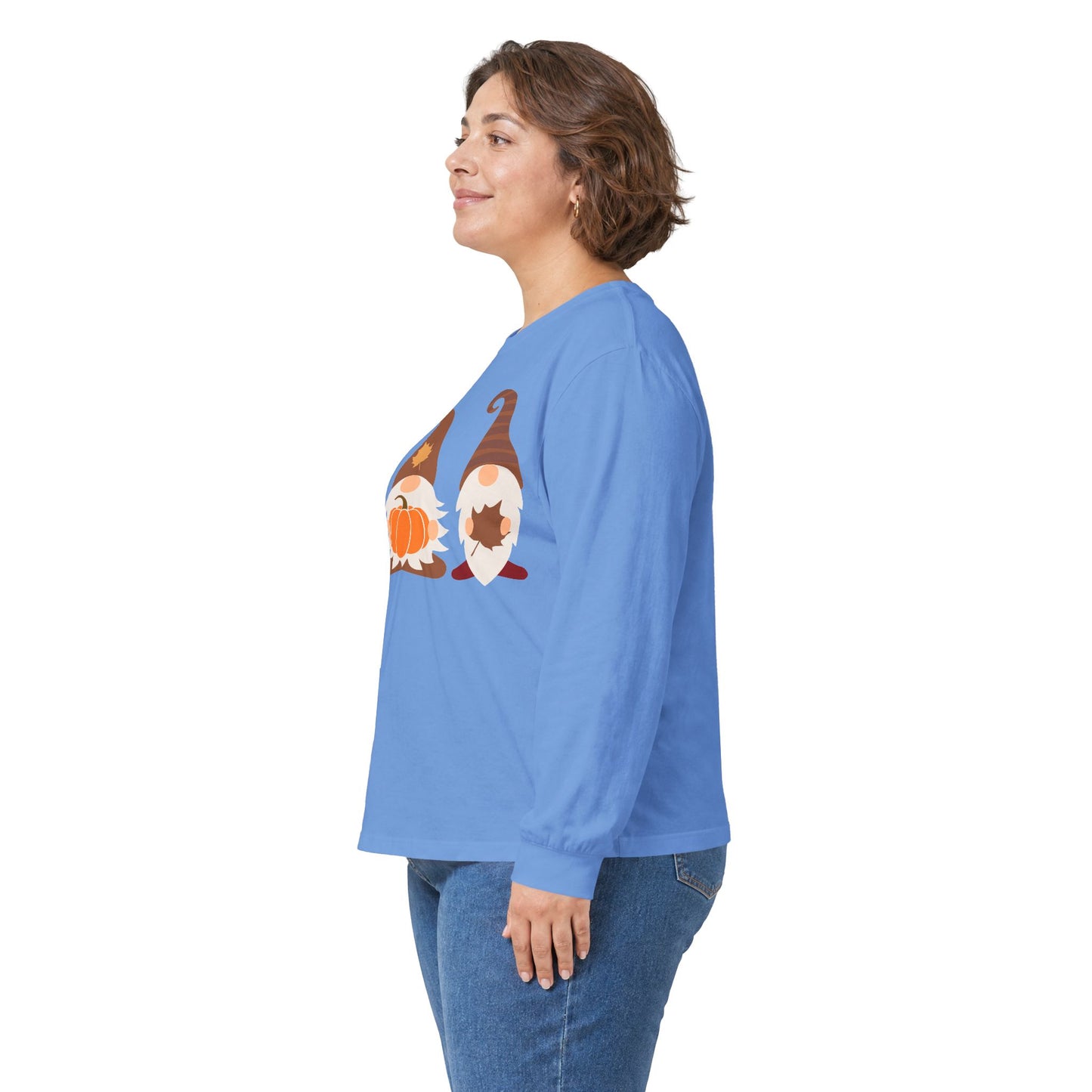 Fall Gnomes Trio Long Sleeve T-Shirt — Fall Pumpkin Gnomes Shirt