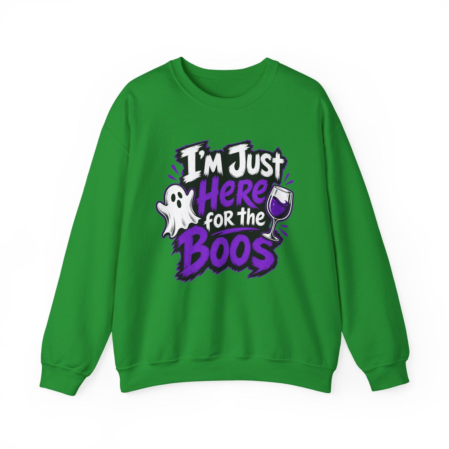 I'm Just Here for the Boos Halloween Sweatshirt — Ghost & Wine Graphic Crewneck