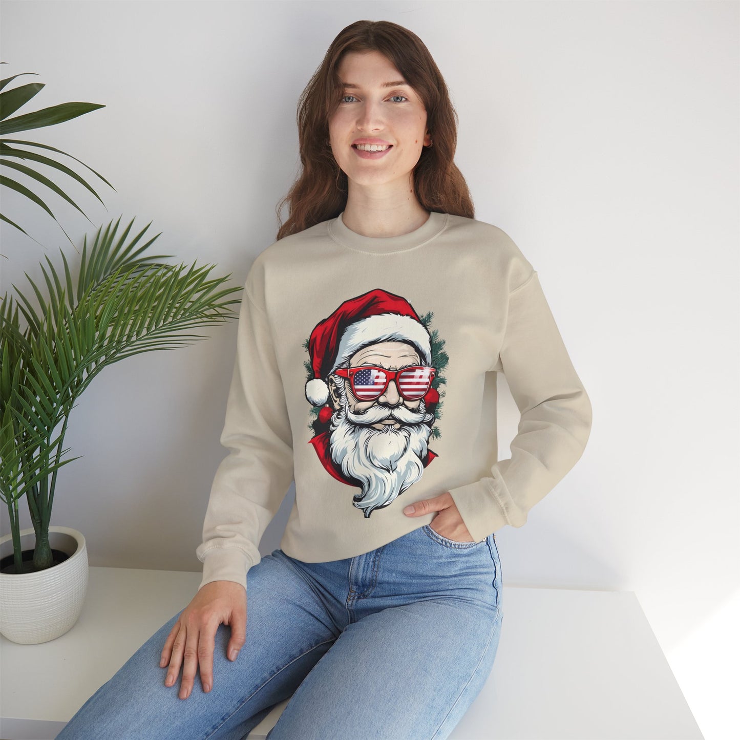 Christmas Santa Sweatshirt with USA Shades