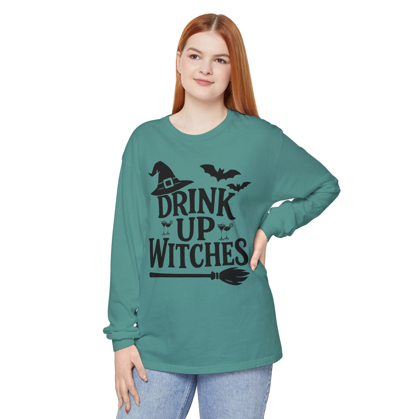 Funny Halloween Long Sleeve T-Shirt - Drink Up Witches