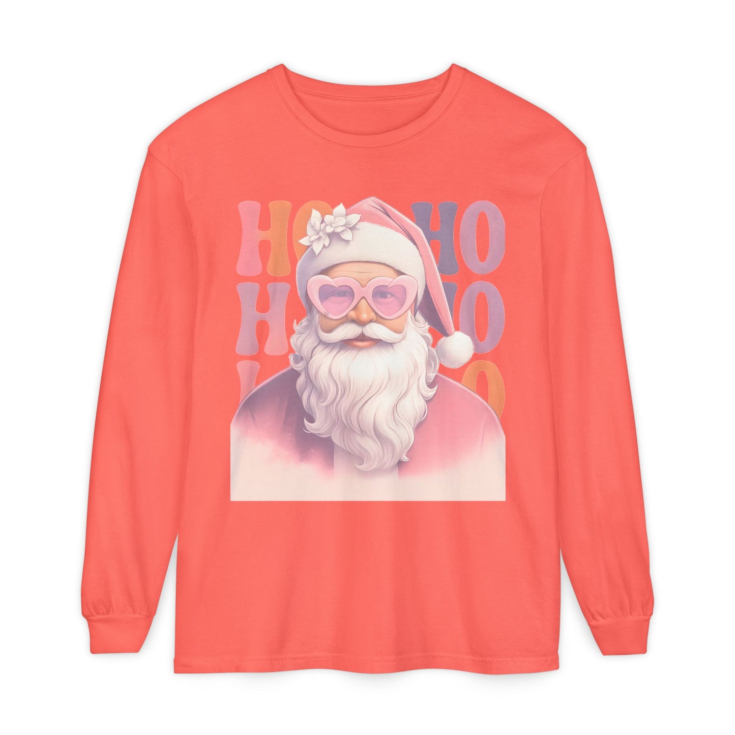 Christmas Santa HO HO HO Long Sleeve T-Shirt - Lots of Color Choices