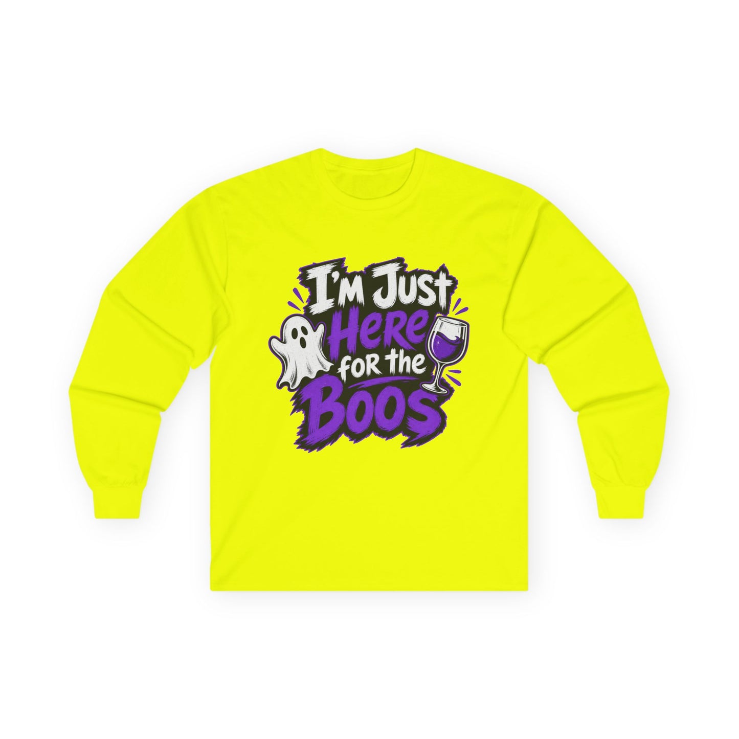 I'm Just Here for the Boos Halloween T-Shirt Ghosts & Cocktails Long Sleeve