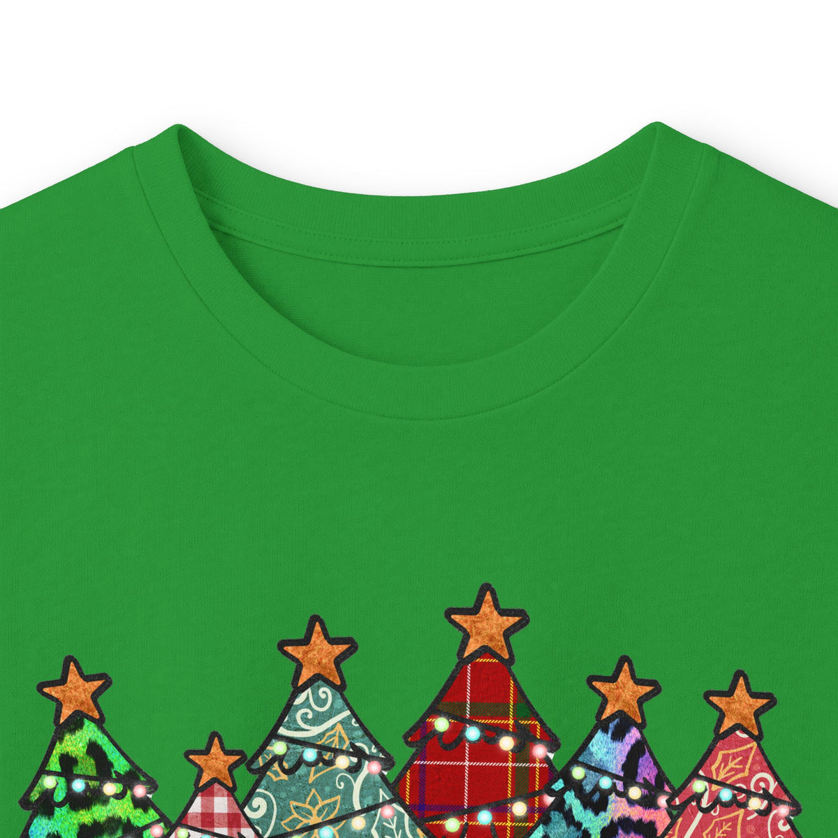 Colorful Plaid Christmas Trees T-Shirt Long Sleeve