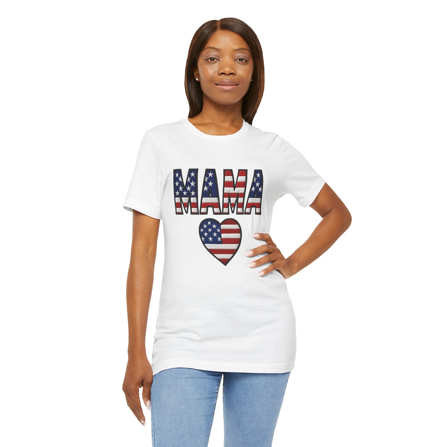 USA FLAG MAMA HEART T-SHIRT