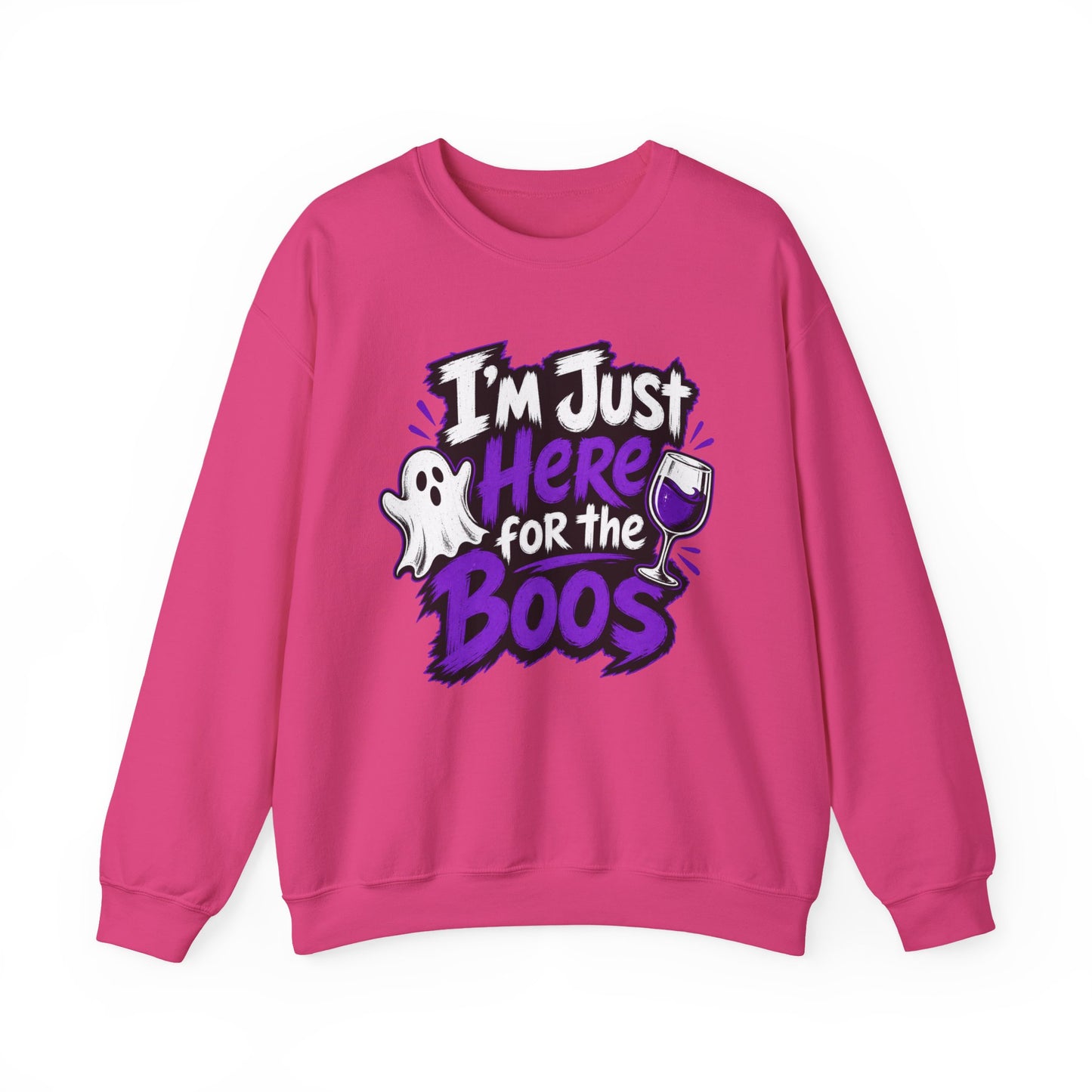 I'm Just Here for the Boos Halloween Sweatshirt — Ghost & Wine Graphic Crewneck