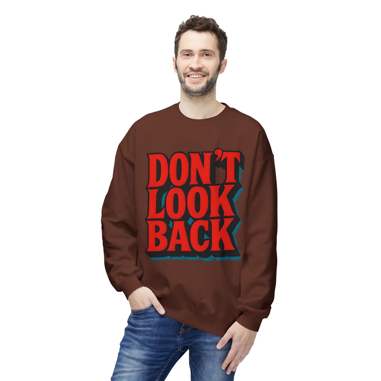 Softstyle Sweatshirt Don't Look Back - Comfortable and Stylish Fleece Crewneck for Adults