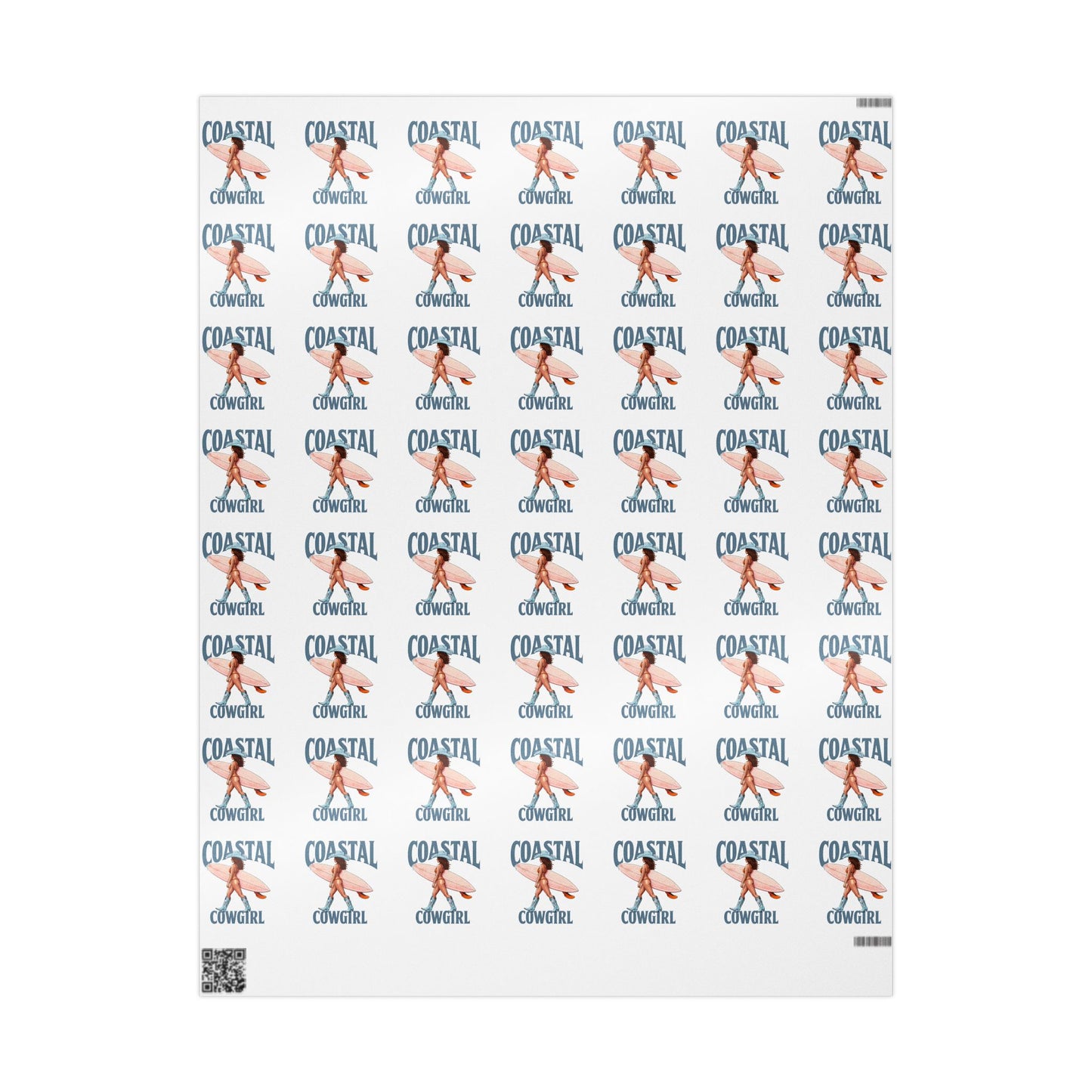 Coastal Cowgirl Patterned Gift Wrapping Paper Beach Girl Surfer Cowgirl