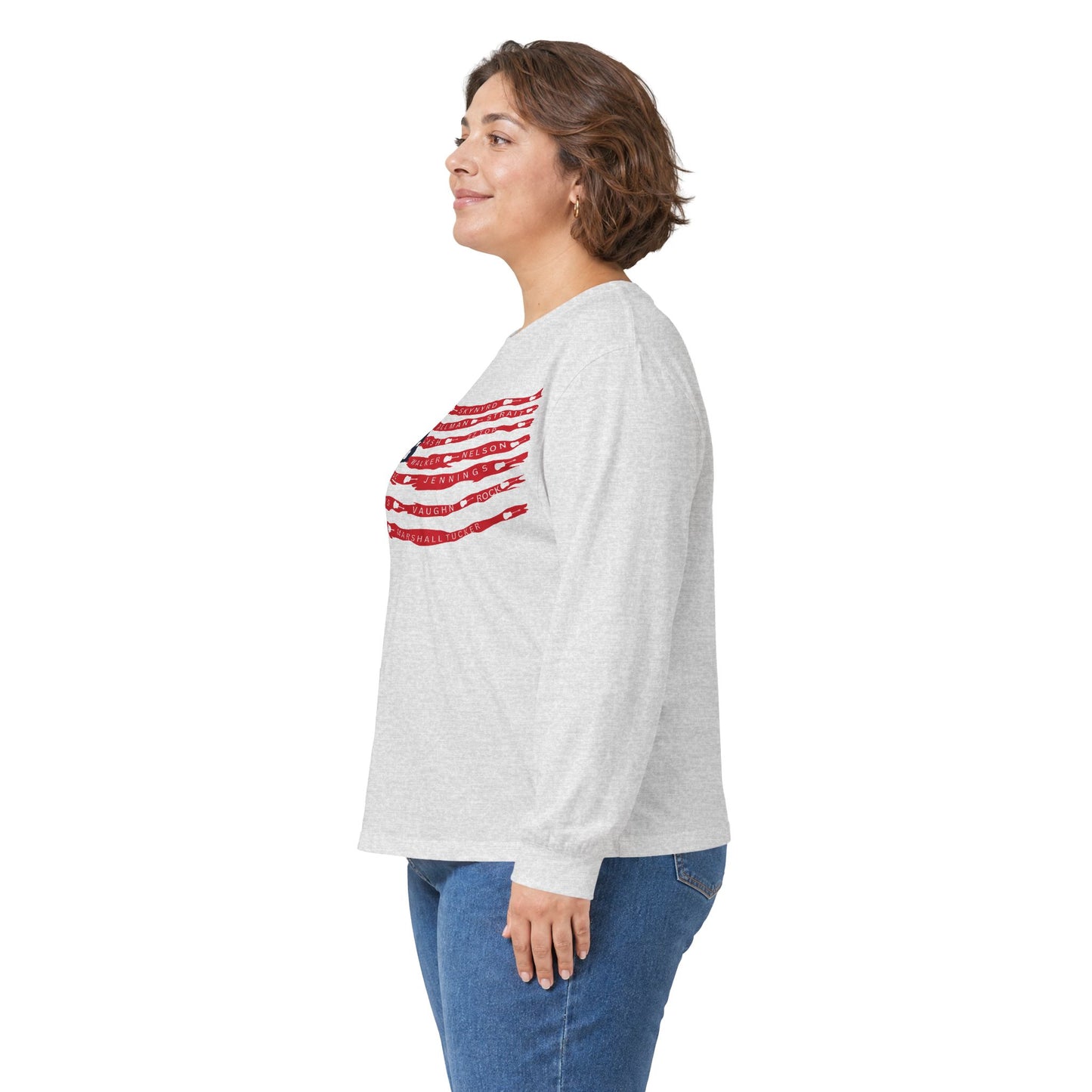 Best Rock & Country Bands American Flag Long Sleeve T-SHIRT Guitars & Stars