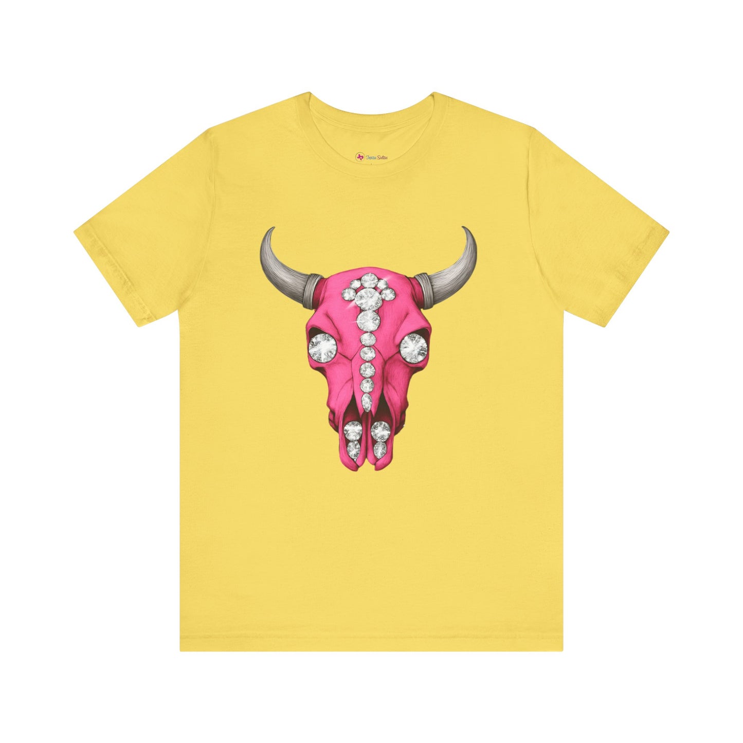 Cow Skull Tee — Pink Jeweled Bull Skull Graphic T-Shirt