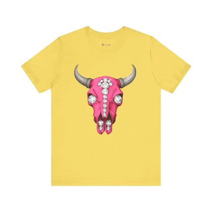 Cow Skull Tee — Pink Jeweled Bull Skull Graphic T-Shirt