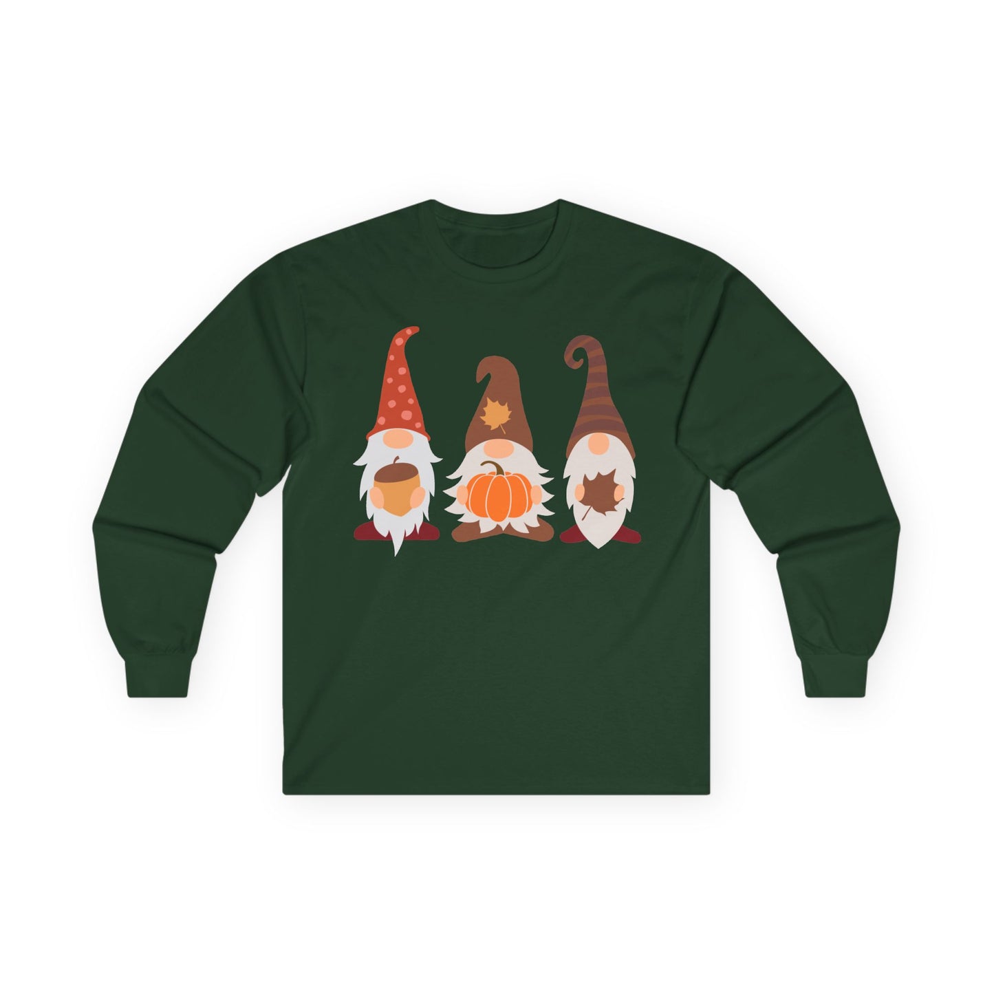 Fall Gnomes Trio Long Sleeve T-Shirt — Fall Pumpkin Gnomes Shirt