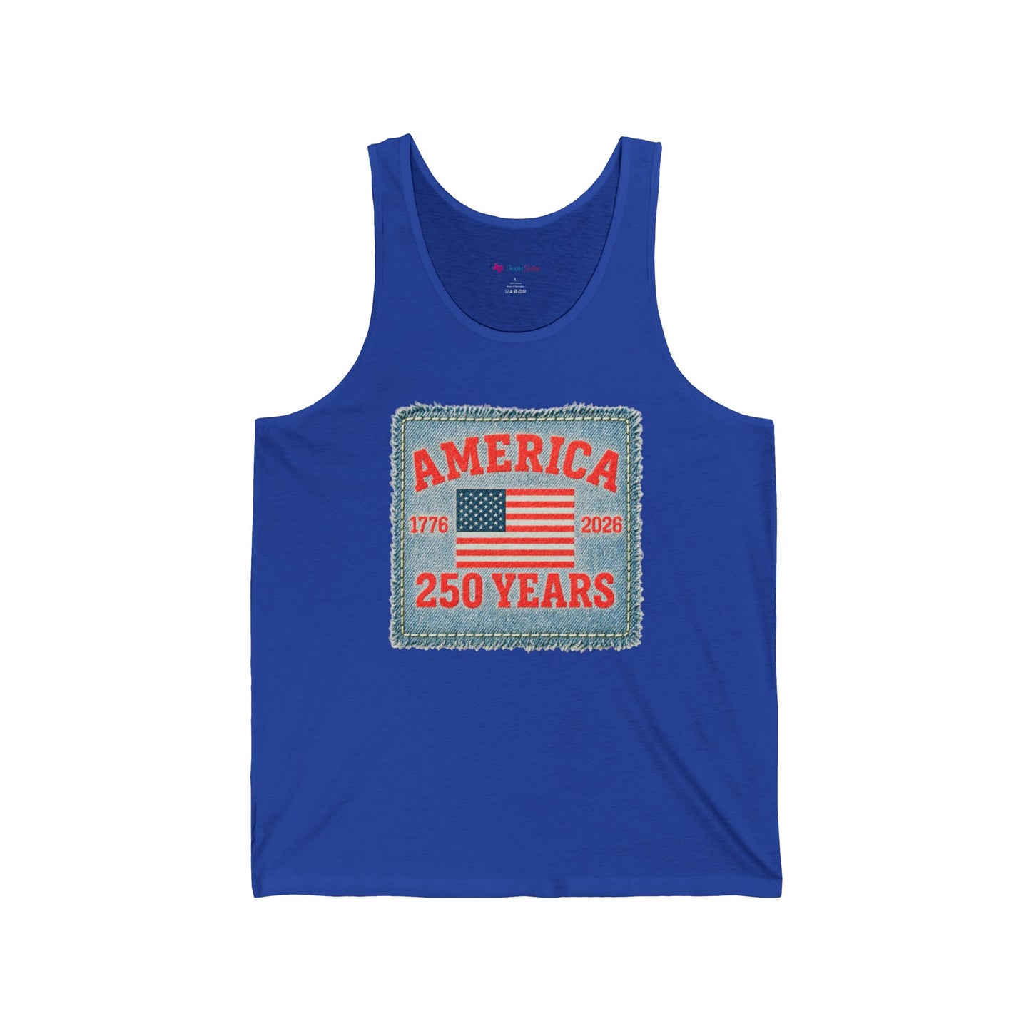 America 250 Years Flag Patch tank tops