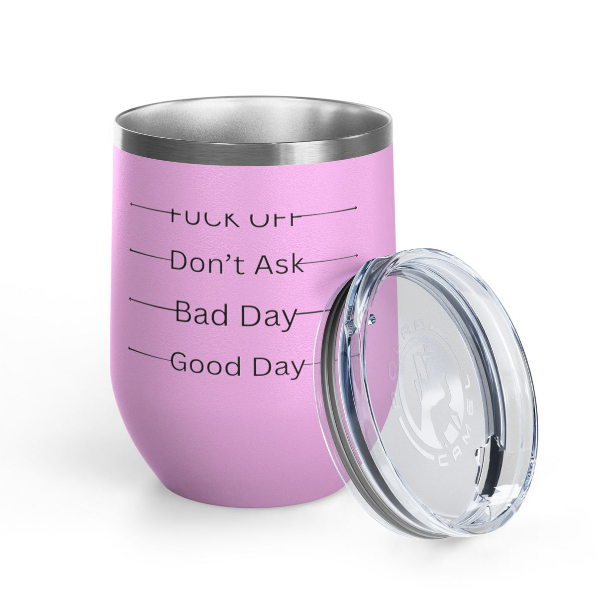 Wine Tumbler — Mood Marker 12oz Stemless Wine Cup (Good Day • Bad Day • Don’t Ask • F*** Off)