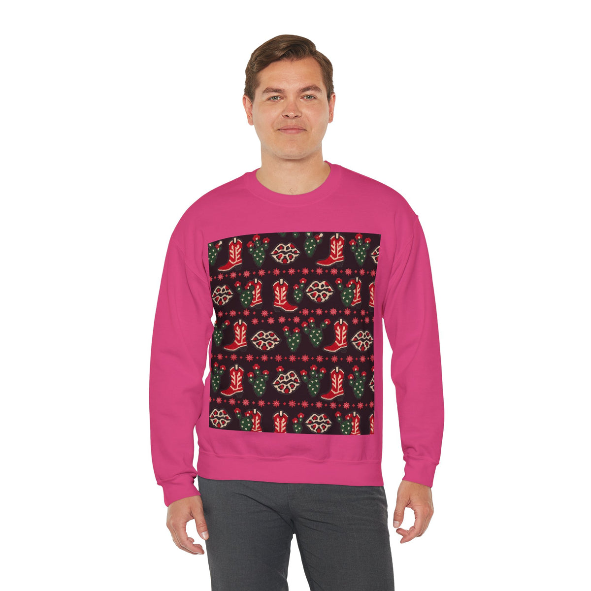 Feaux Ugly Sweater Western Christmas Sweatshirt