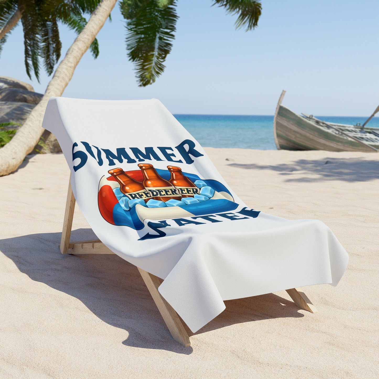 Beach Towel — Summer Water Lifesaver Float with Beer Bottles Beach Towel
