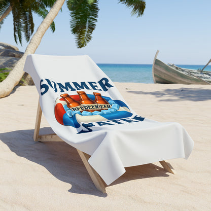 Beach Towel — Summer Water Lifesaver Float with Beer Bottles Beach Towel