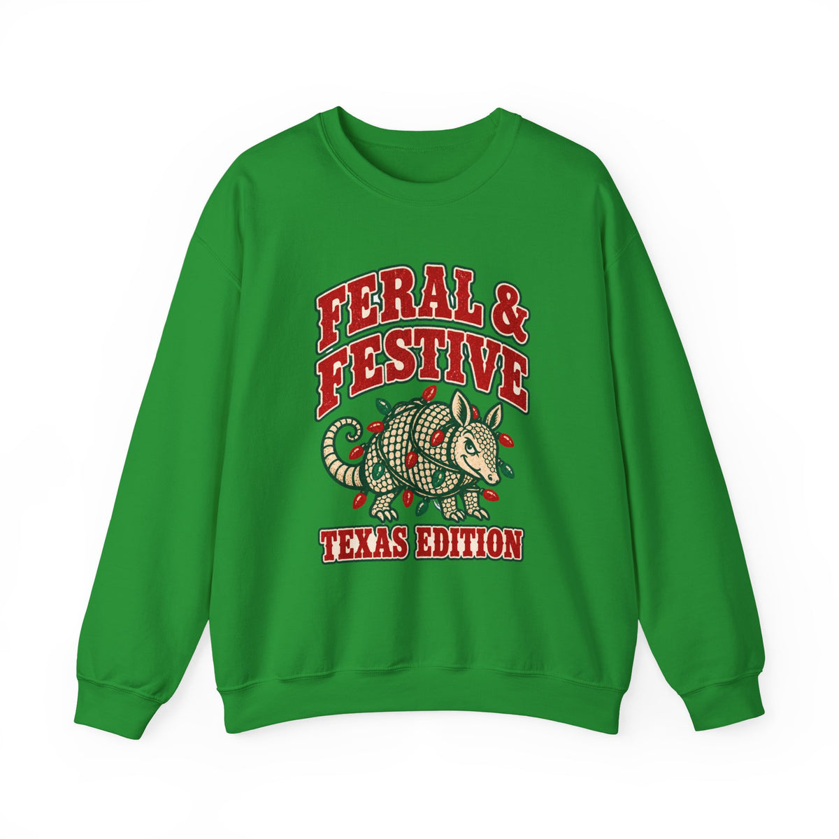 Feral & Festive Texas Edition Christmas Sweatshirt, Funny Armadillo Holiday Crewneck