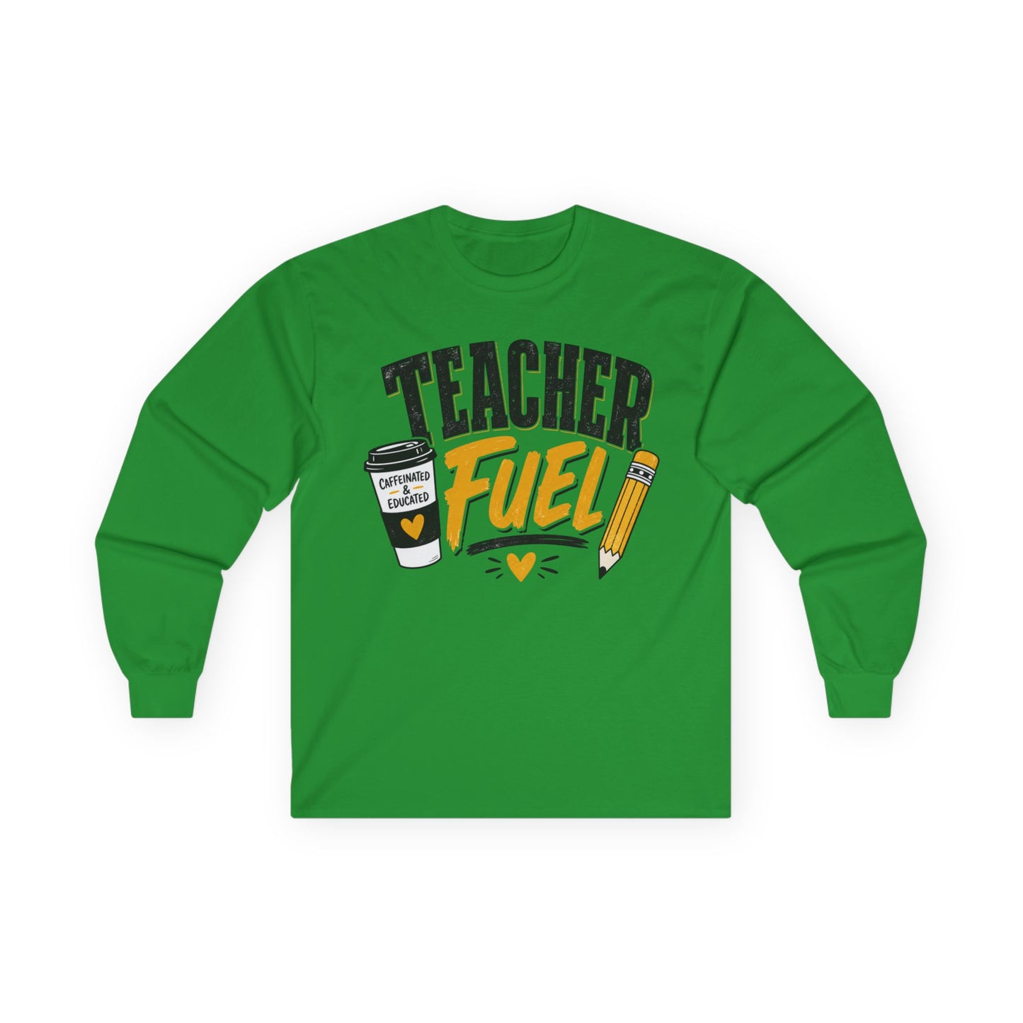 Teacher Fuel Long Sleeve T- Shirt — Coffee & Pencil Graphic Shirt for Teachers