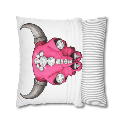 Stylish Pink Skull Pillowcase - Chic Home Decor, Western Vibe, Gifts for Cowgirls, Unique Accent for Living Room, Decorative Cushion Cover