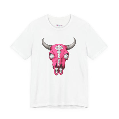 Pink Jeweled Bull Skull Tee – Western Cowgirl Graphic T-Shirt