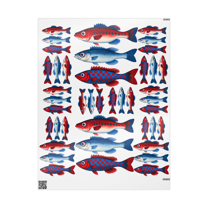 Colorful Fish Wrapping Paper, Festive Gift Wrap for Birthdays, Holidays, Parties, Eco-Friendly, Unique Design