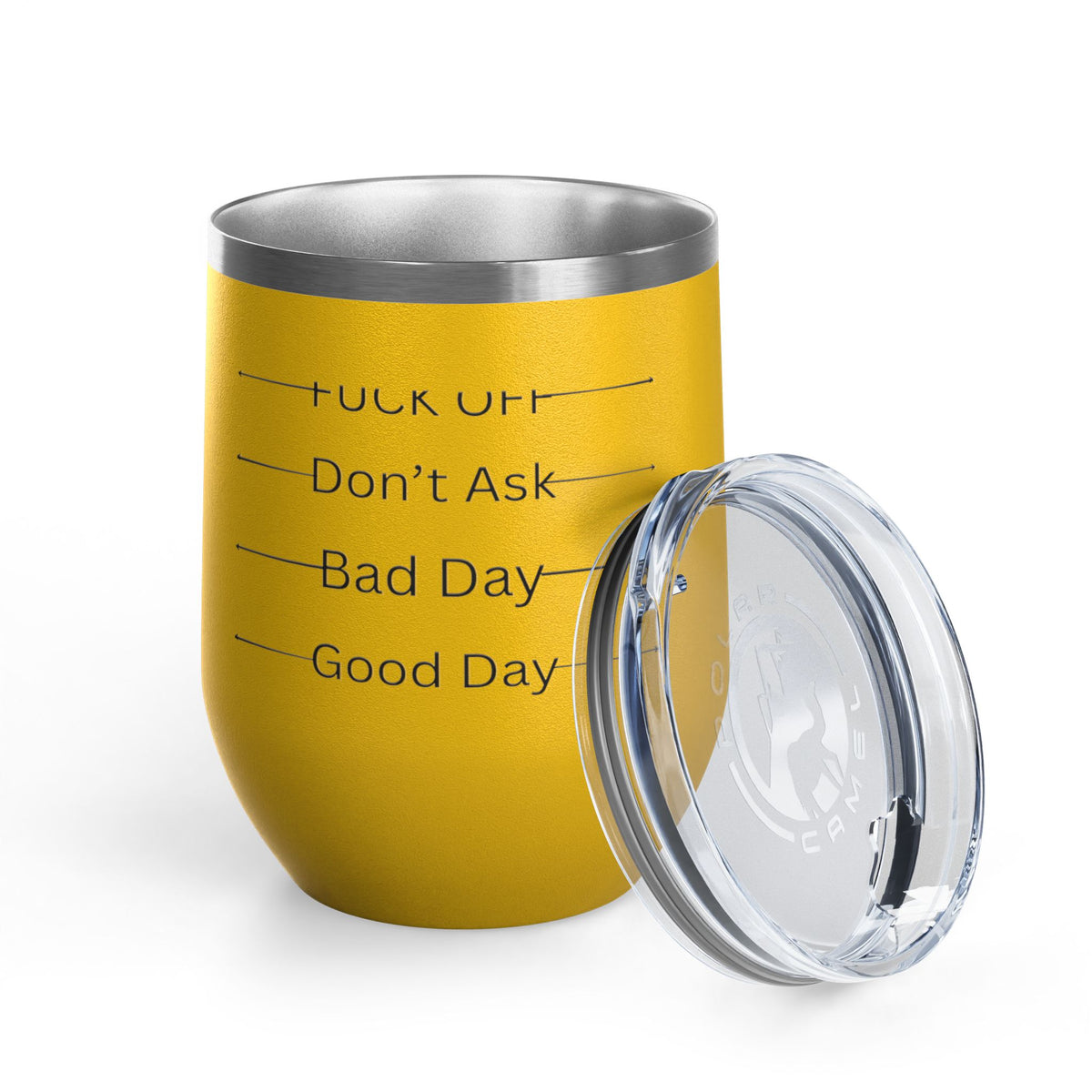Wine Tumbler — Mood Marker 12oz Stemless Wine Cup (Good Day • Bad Day • Don’t Ask • F*** Off)