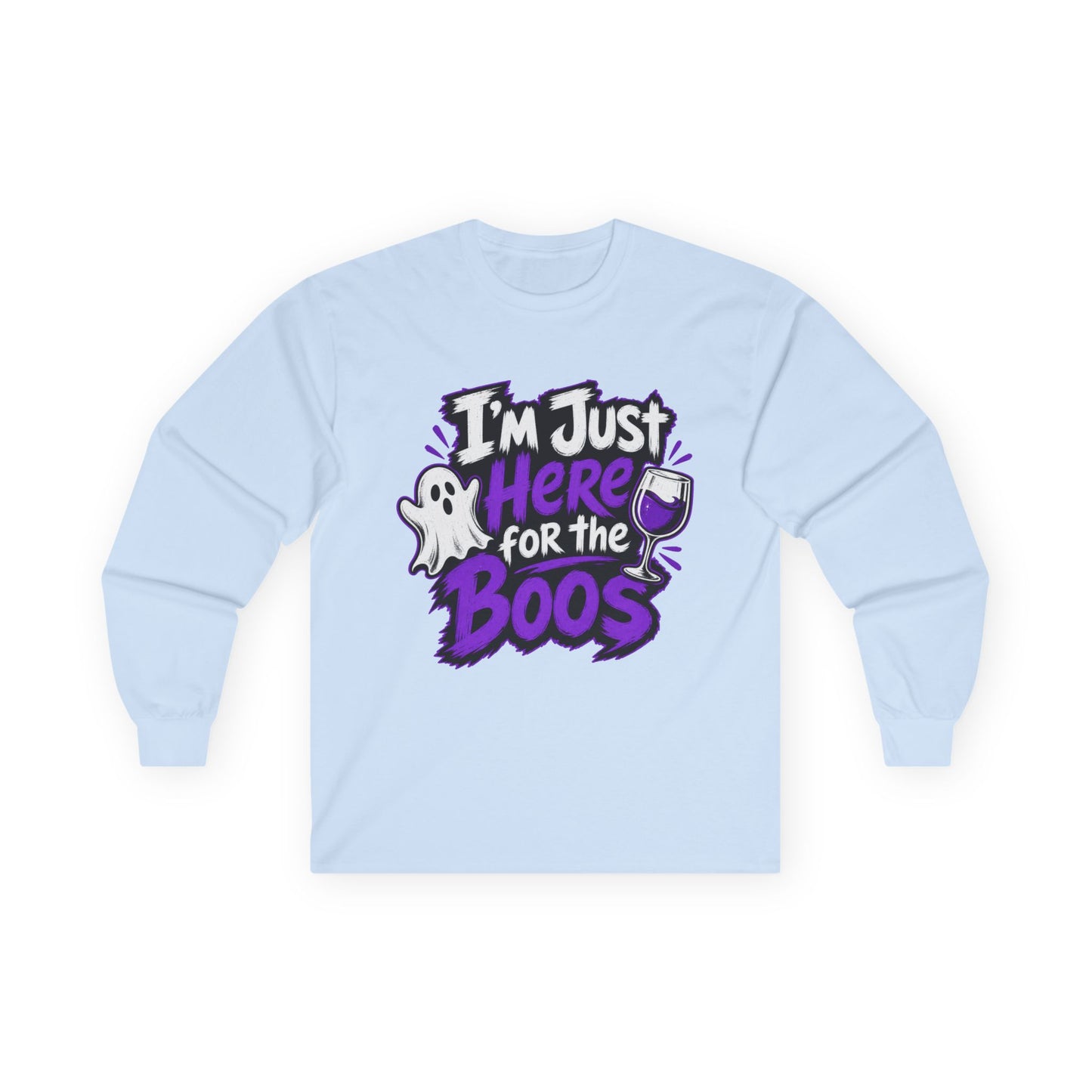 I'm Just Here for the Boos Halloween T-Shirt Ghosts & Cocktails Long Sleeve