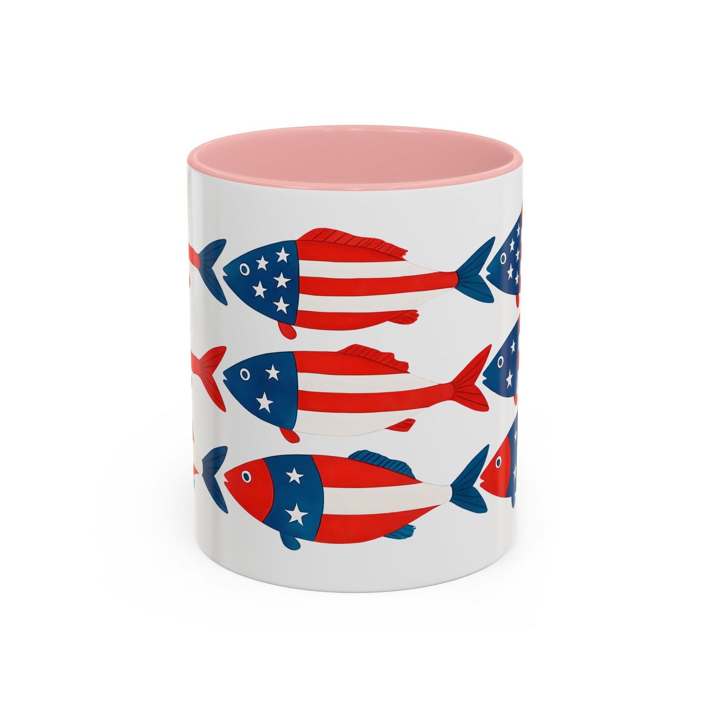 Patriotic Fish Flag Coffee Mug American Flag Accent 11 or 15oz