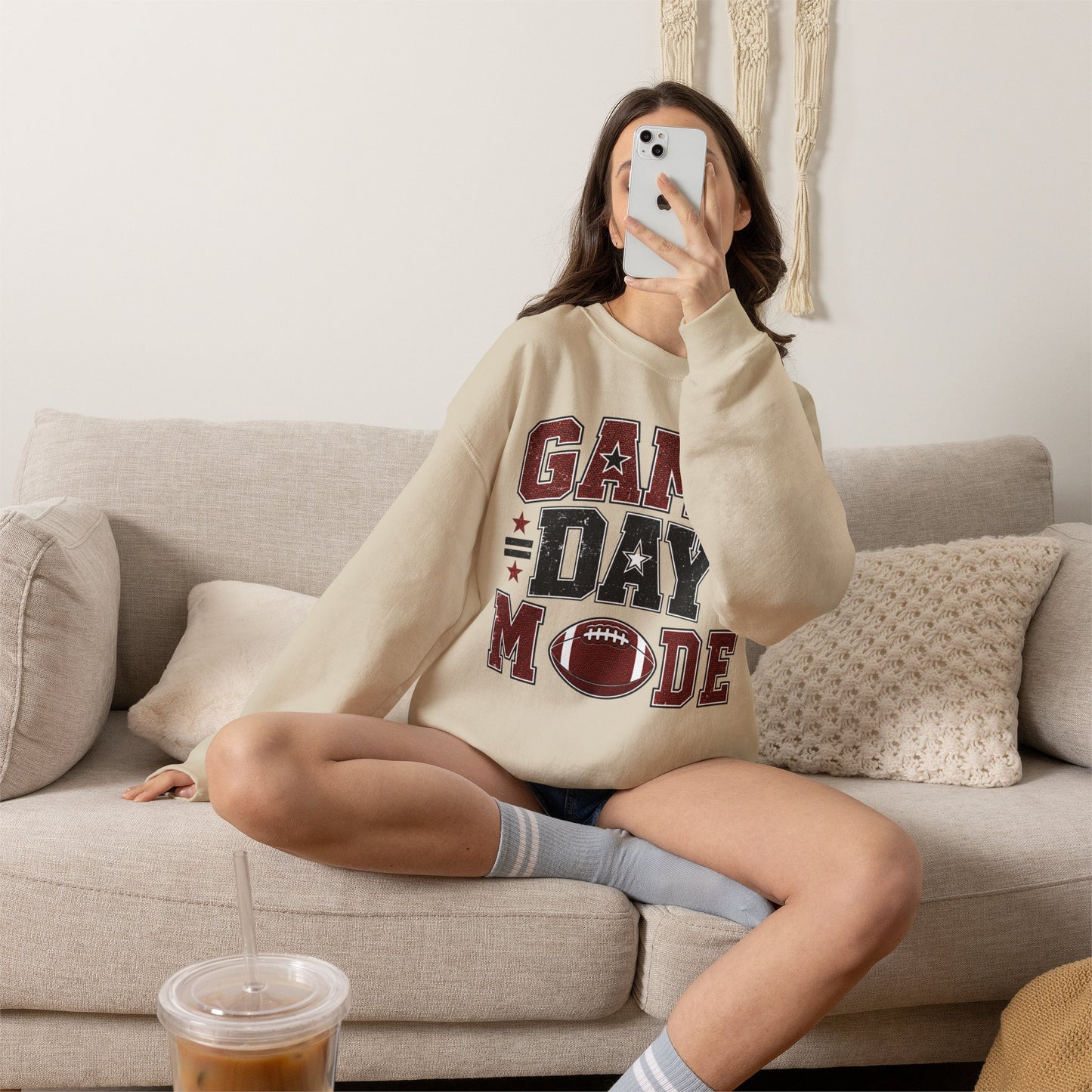 Game Day Mode Sweatshirt — Football Fan Crewneck
