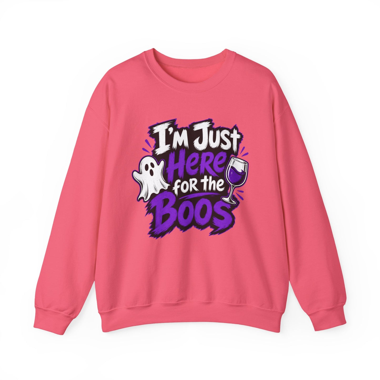 I'm Just Here for the Boos Halloween Sweatshirt — Ghost & Wine Graphic Crewneck