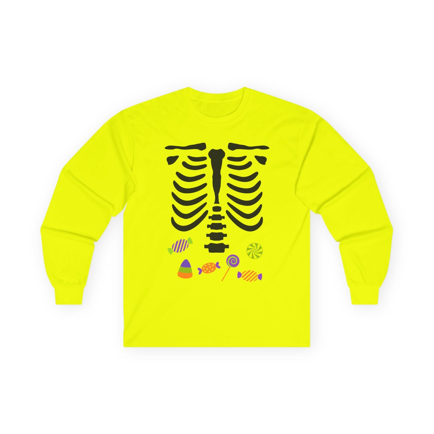Candy Bones skeleton long sleeve T-Shirt Halloween candy ribs shirt