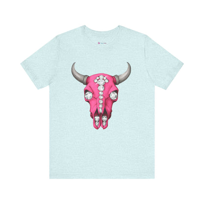 Cow Skull Tee — Pink Jeweled Bull Skull Graphic T-Shirt