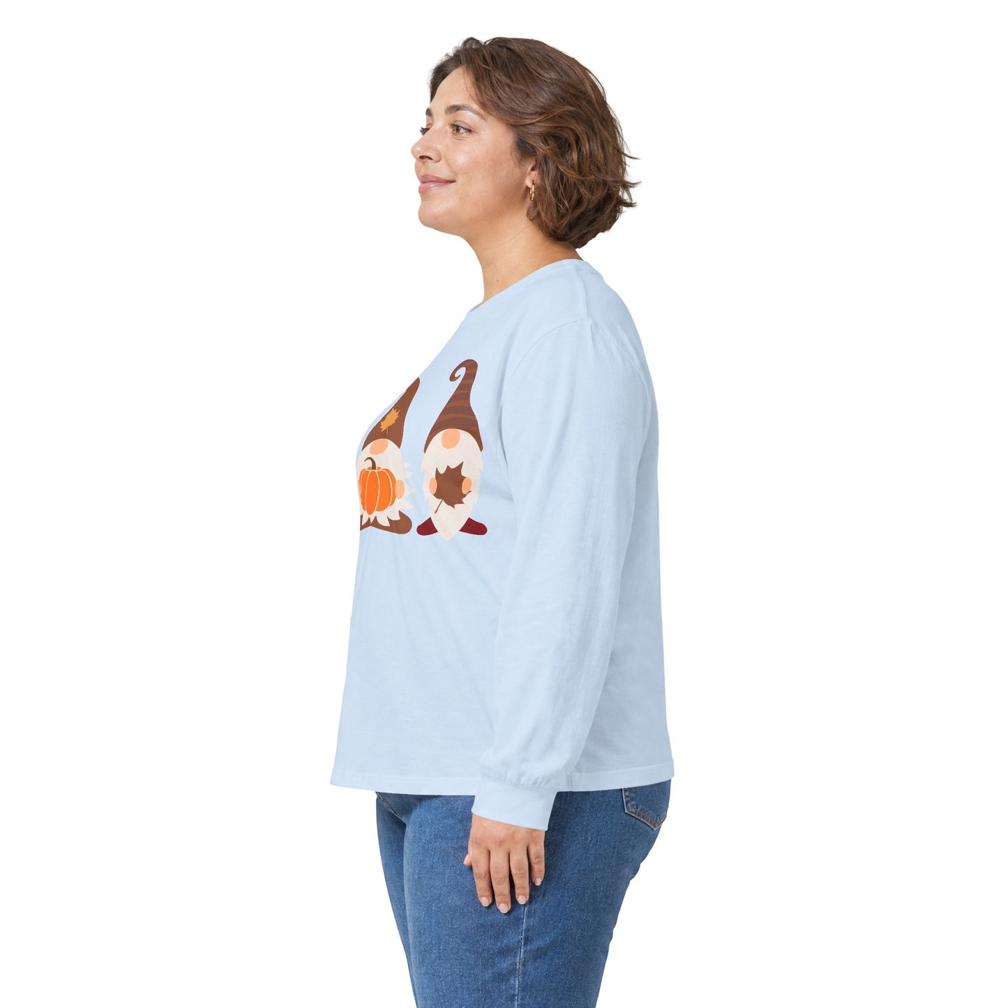 Fall Gnomes Trio Long Sleeve T-Shirt — Fall Pumpkin Gnomes Shirt