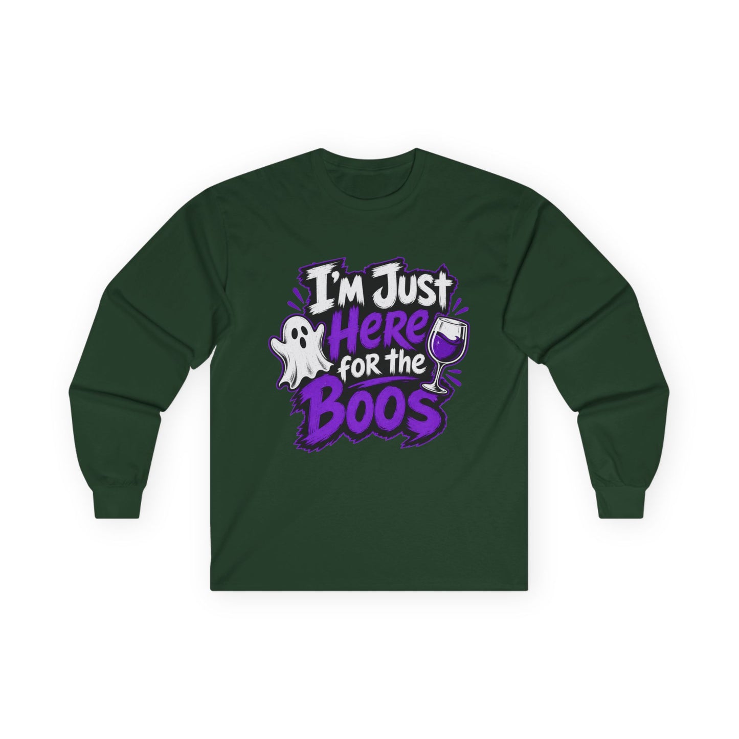 I'm Just Here for the Boos Halloween T-Shirt Ghosts & Cocktails Long Sleeve