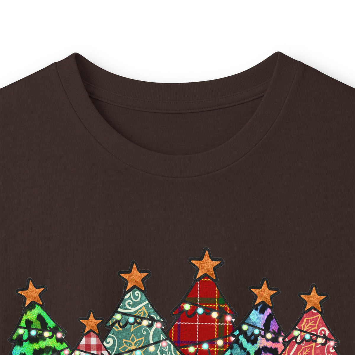 Colorful Plaid Christmas Trees T-Shirt Long Sleeve