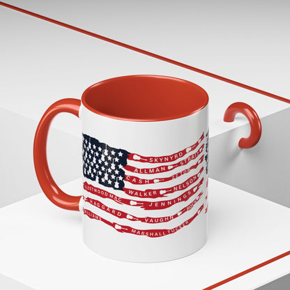 OG Southern Rock Bands & Country Greats USA Flag  Mug  11 or 15oz Coffee Cup