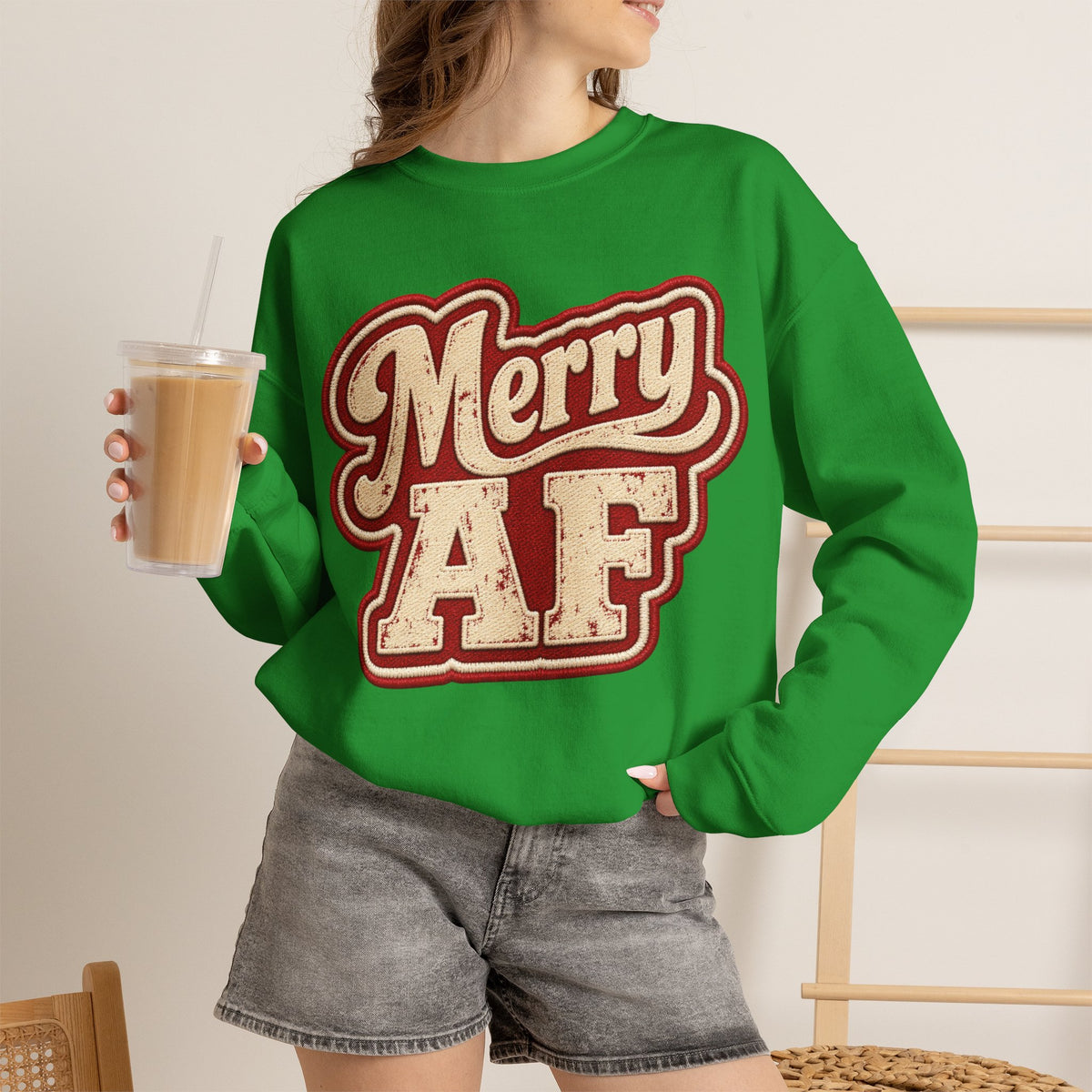 Merry AF Sweatshirt – Funny Retro Holiday Crewneck